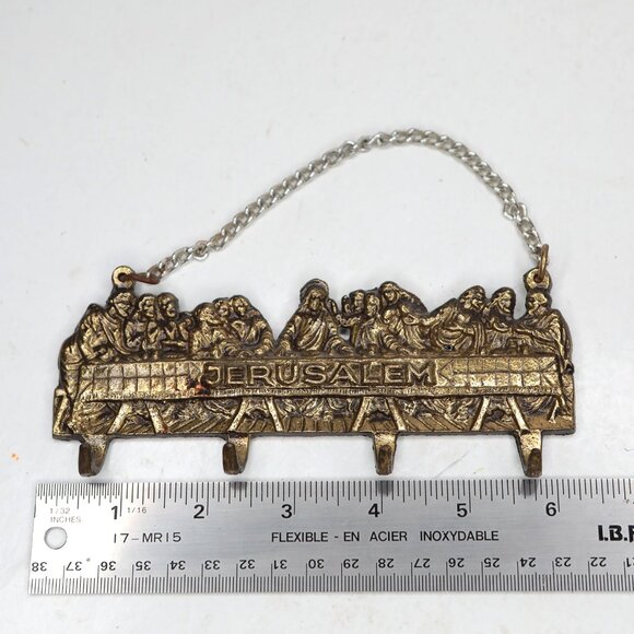 Vintage Brass The Last Supper Wall Hooks Kitchen Towel Rack Key Hanger Gold - Picture 3 of 9